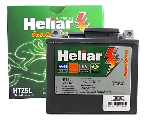 Bateria Heliar Htz5 125/150 Cg/Fan/Titan/Biz/Nxr/Bros/Xre300